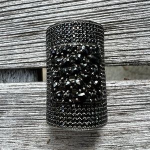 Rarities Fine Jewelry by Carol Brodi Black Spinel Knuckle to Knuckle Ring size 8